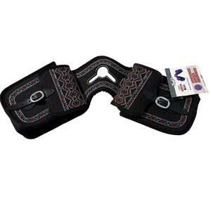 Tough 1 1200D Horn Bag Embroidered Western Saddle Trail Bag Black